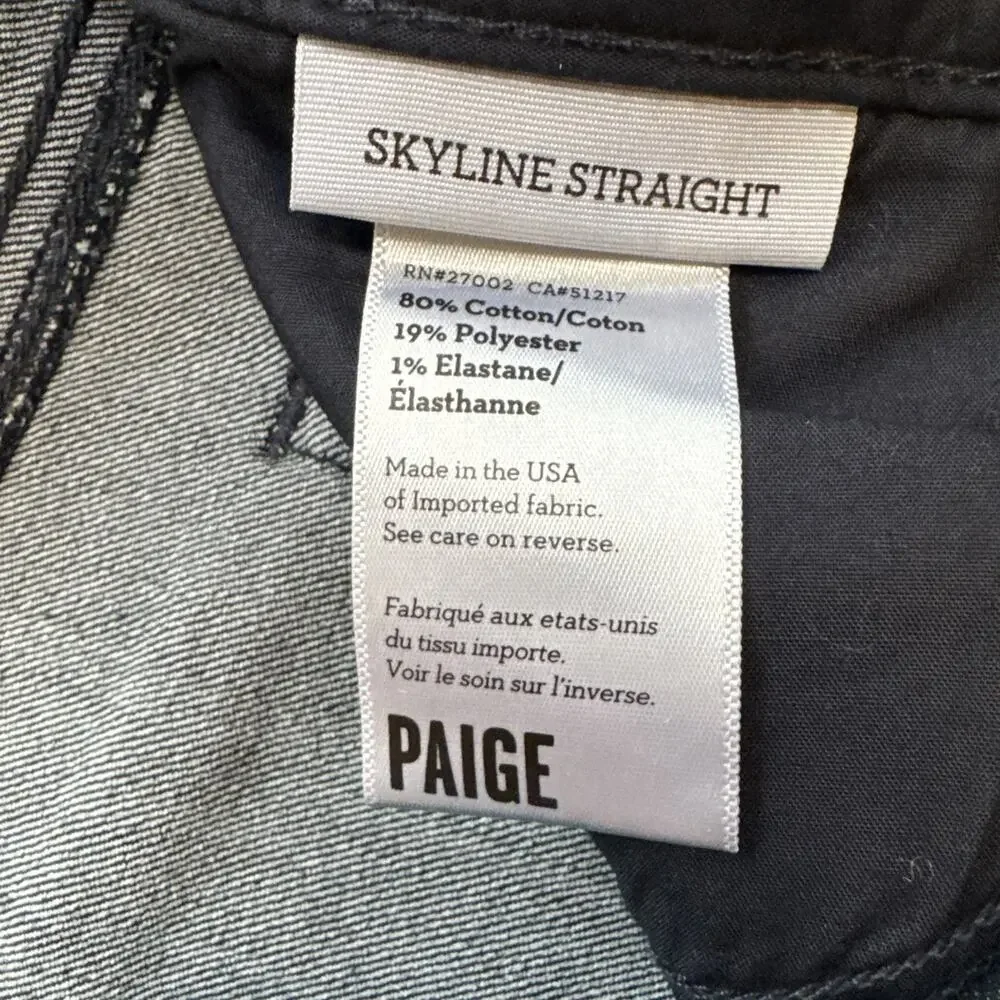 PAIGE Skyline‎ Straight Jeans Dark Indigo Blue Stretch Denim Womens 28